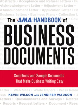 cover image of The AMA Handbook of Business Documents